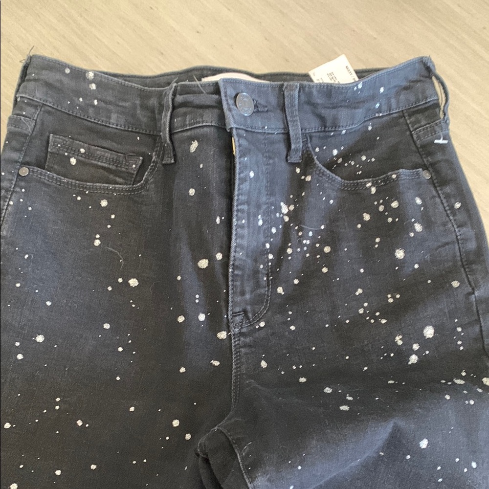 Sanctuary Hi Rise Skinny Jeans Womens Size 6/28 Silver Glitter Dots Black Denim